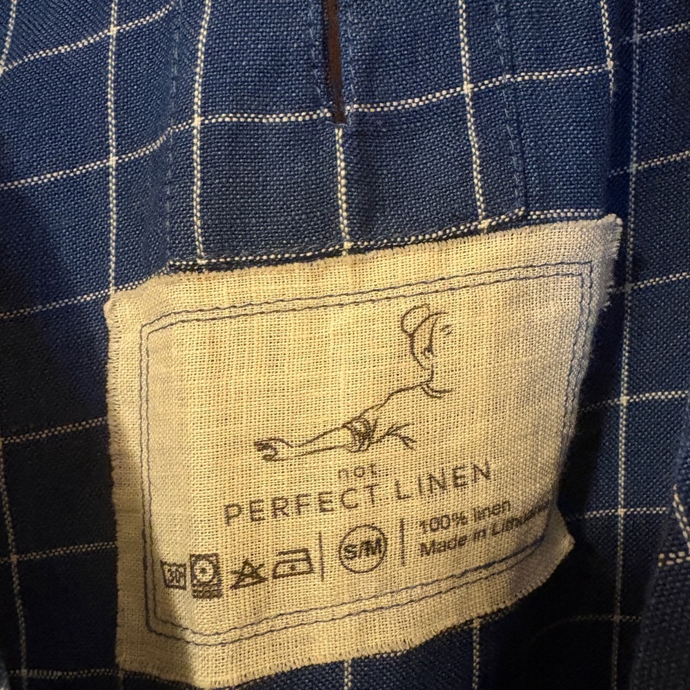 NotPerfectLinen Napa Dress in Blue Checks Size S/M - Picture 4 of 6